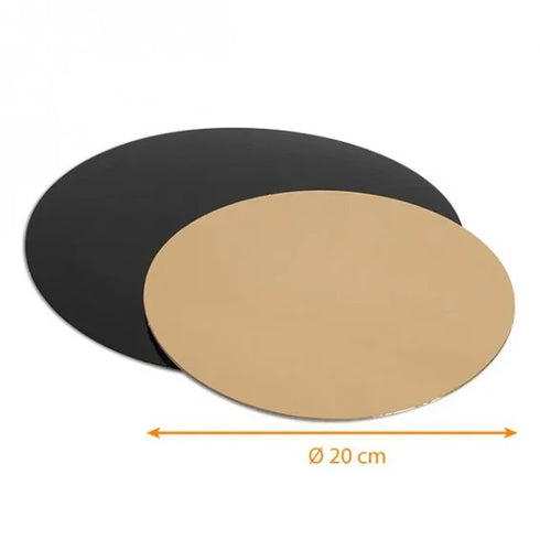 Cake Board Black / Gold Round 20cm 100 PCS