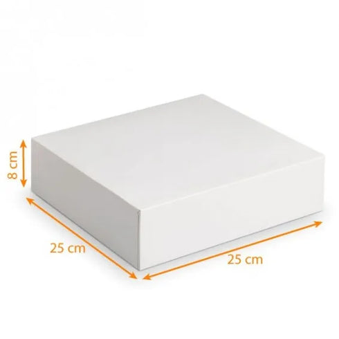 White square cake boxes 25x25x8 pack of 50
