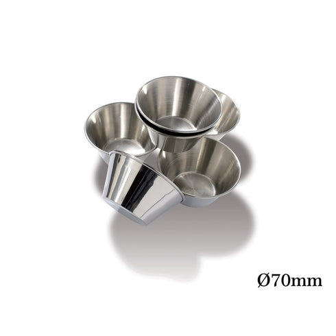 6 Stainless Steel Flan Moulds D.70 6